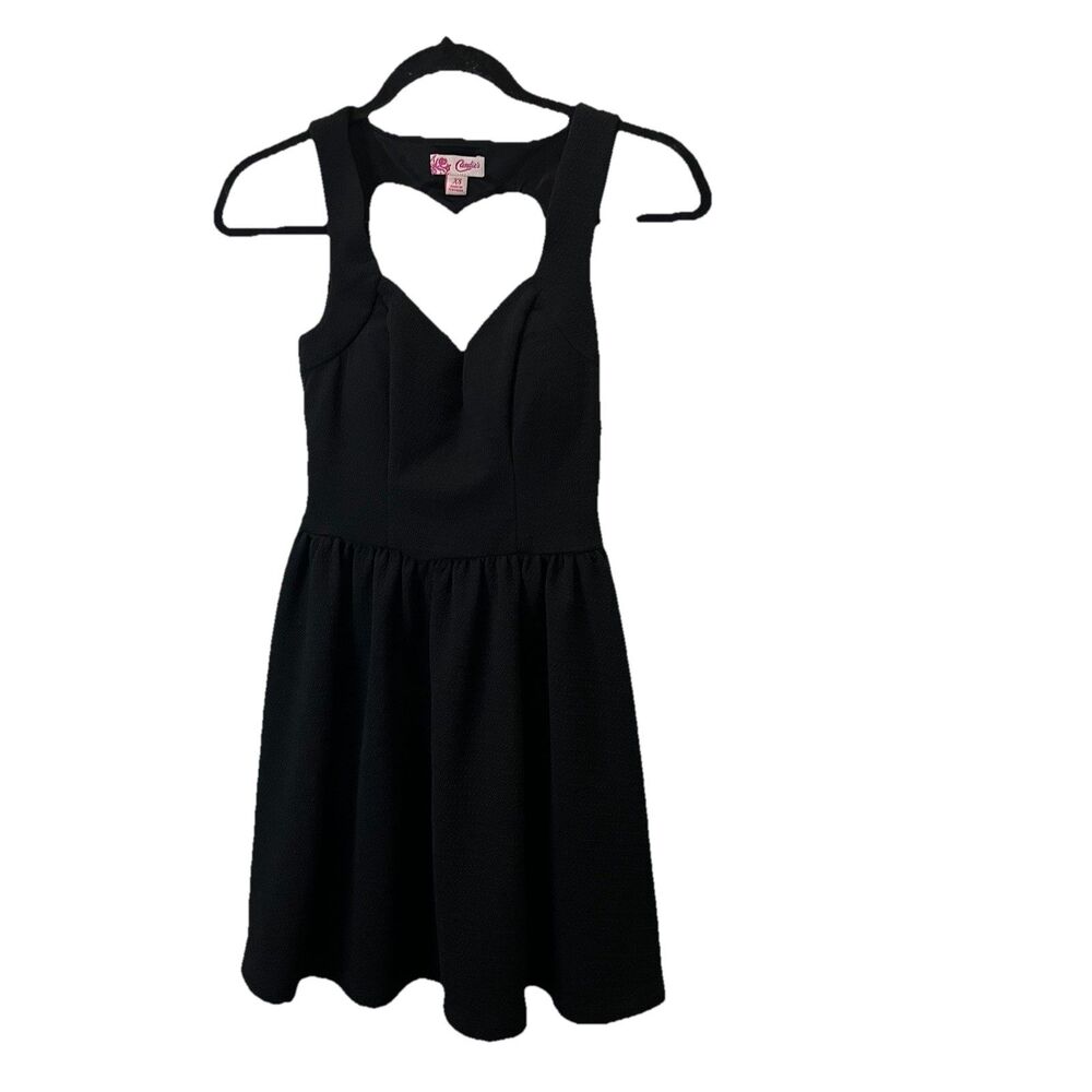 Candies Black Sleeveless Back Heart Cut Out Detail Dress Womens Size XS